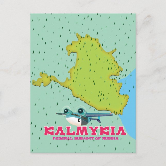 Kalmykia Russia map Postcard (Front)