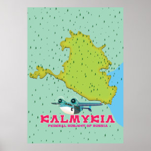 Kalmykia Russia map Poster