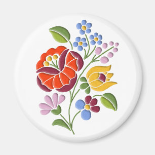 Kalocsa Embroidery - Hungarian Folk Art Magnet