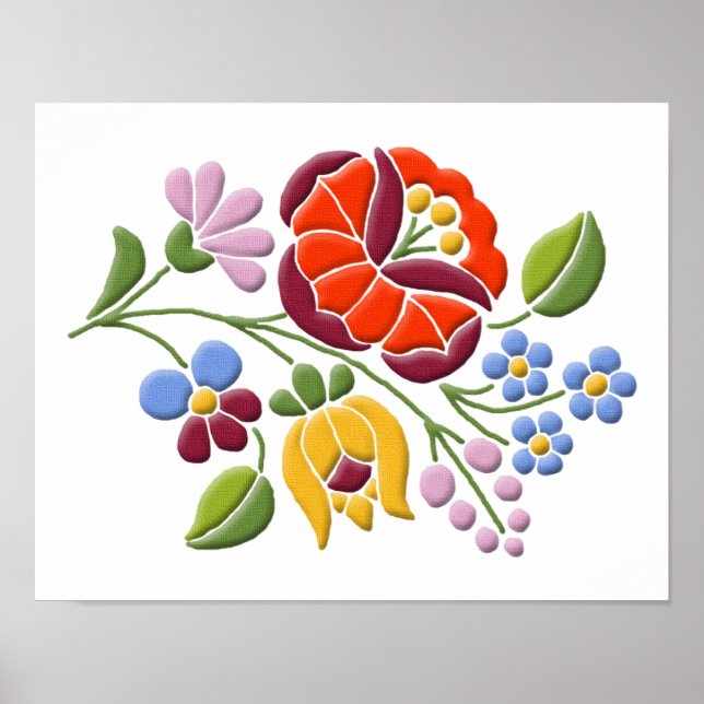 Kalocsa Embroidery - Hungarian Folk Art Poster (Front)