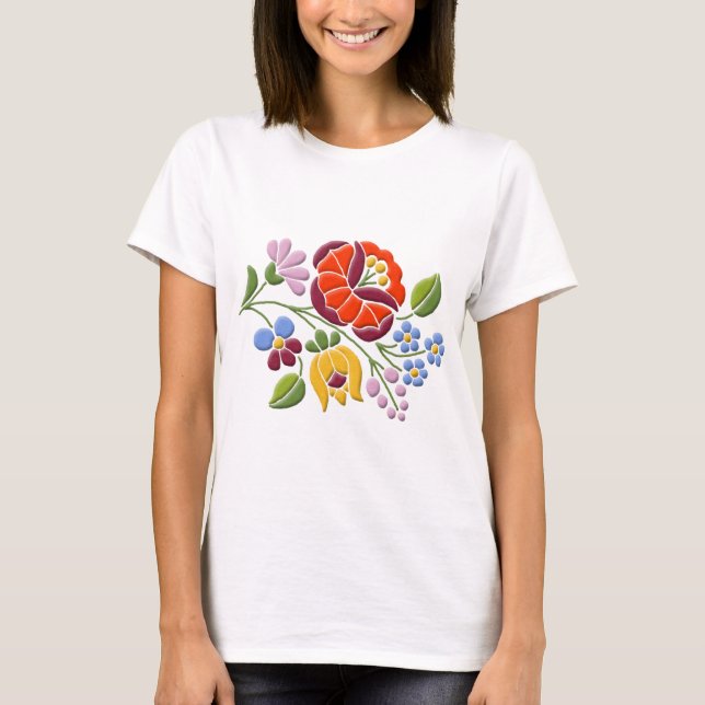 Kalocsa Embroidery - Hungarian Folk Art T-Shirt (Front)