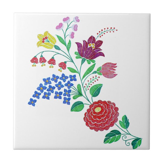 Kalocsai Flower Stem Tile (Front)