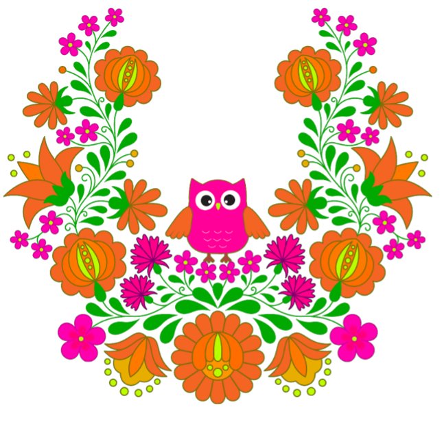Kalocsai Flowers and Owl T-Shirt (Creator Uploaded)