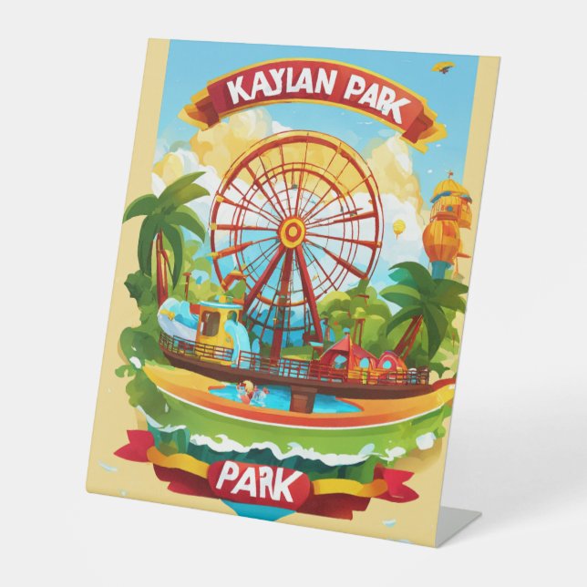 Kalyan Amusement Park Logo Design – Vibrant and Fu Pedestal Sign (Front)