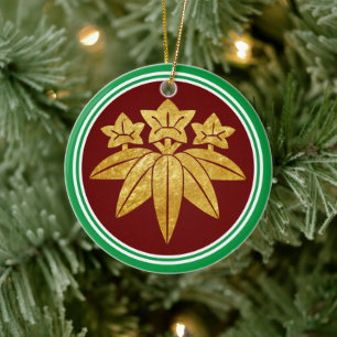Kamakura Minamoto Mon Japanese clan in faux gold Ceramic Ornament