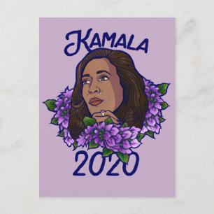 Kamala 2020 Floral Purple Violet Art Postcard