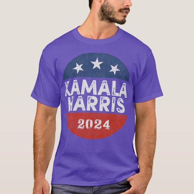Kamala 2024 For Retro Button Election T-Shirt (Front)