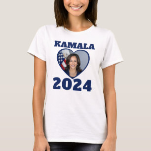 KAMALA 2024 photo heart blue democrat text T-Shirt