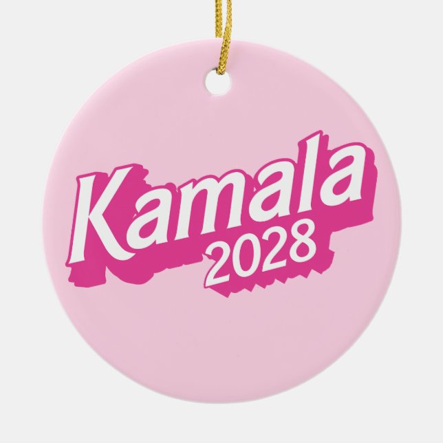 Kamala 2028 Pink Colourful Ceramic Ornament (Front)