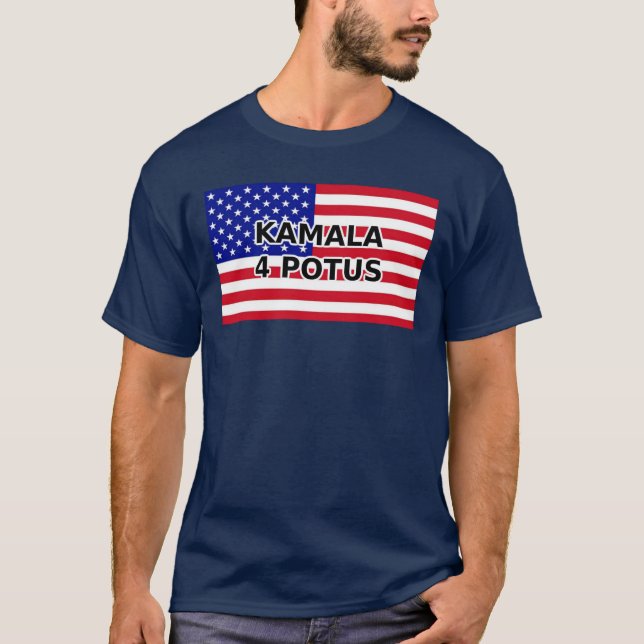 KAMALA 4 POTUS - American Flag T-Shirt (Front)