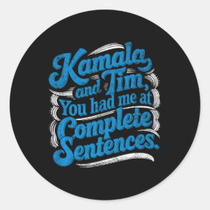 Kamala And Tim Harris Wheimer Presidential Electio Classic Round Sticker