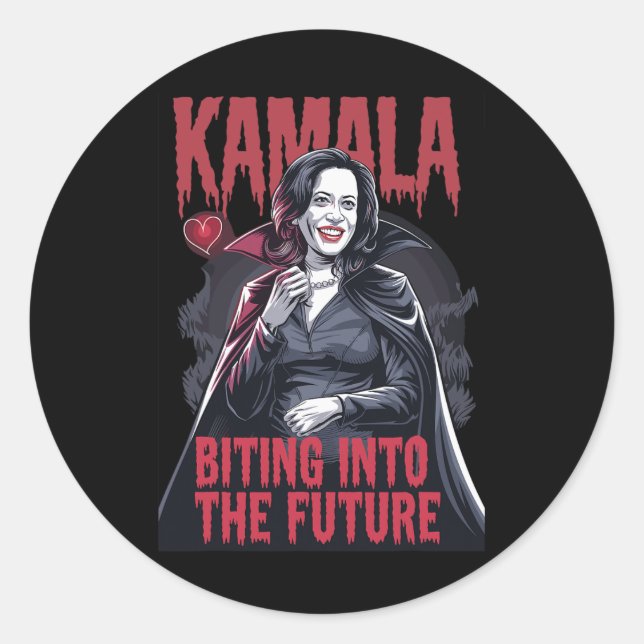 Kamala Biting The Future Vampire Kamala Harris Hal Classic Round Sticker (Front)