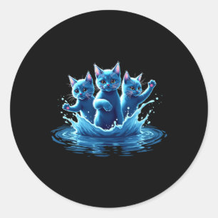 Kamala Blue Cats Wave - Cute For Cat Owners Classic Round Sticker