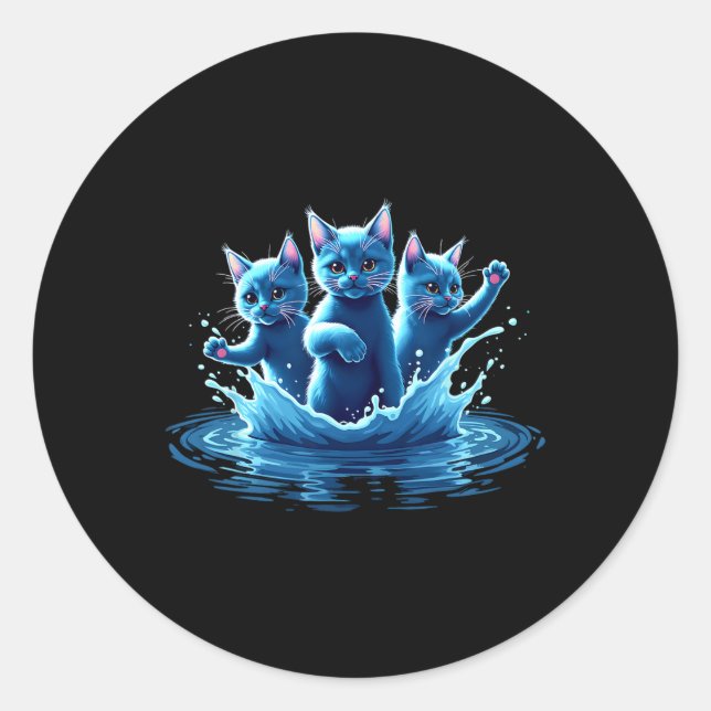 Kamala Blue Cats Wave - Cute For Cat Owners  Classic Round Sticker (Front)