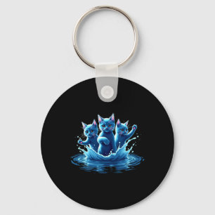 Kamala Blue Cats Wave - Cute For Cat Owners  Key Ring