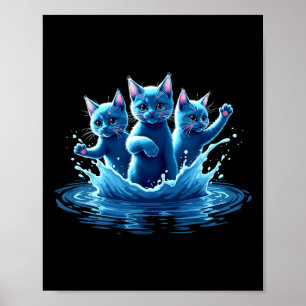 Kamala Blue Cats Wave - Cute For Cat Owners Poster