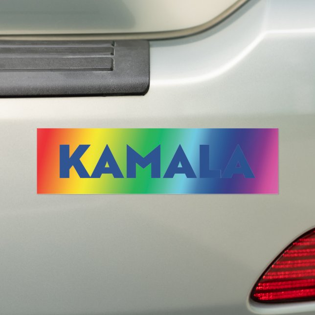 Kamala blue typography gradient rainbow lgbt bumper sticker (On Car)