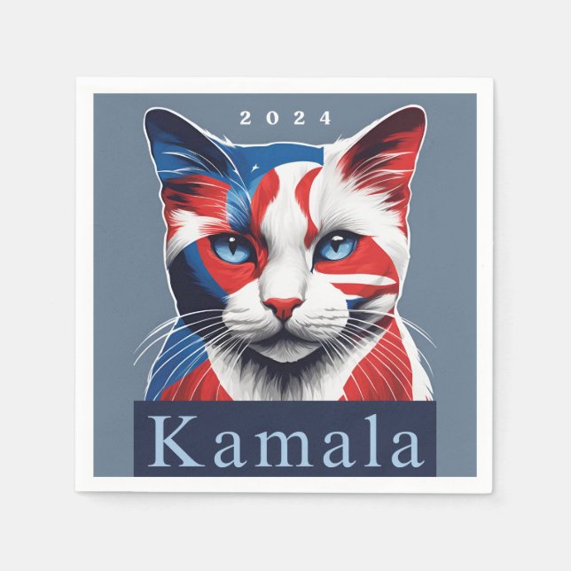 Kamala Cat 2024 US election Democrat Napkin (Front)