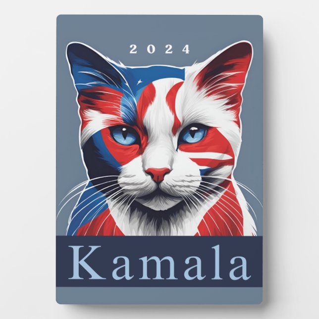 Kamala Cat 2024 US election Democrat Plaque (Front)