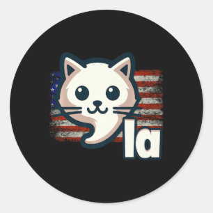 Kamala Cat Usa Flag Political Cat Premium  Classic Round Sticker