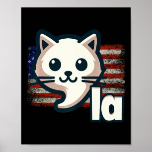 Kamala Cat Usa Flag Political Cat Premium  Poster