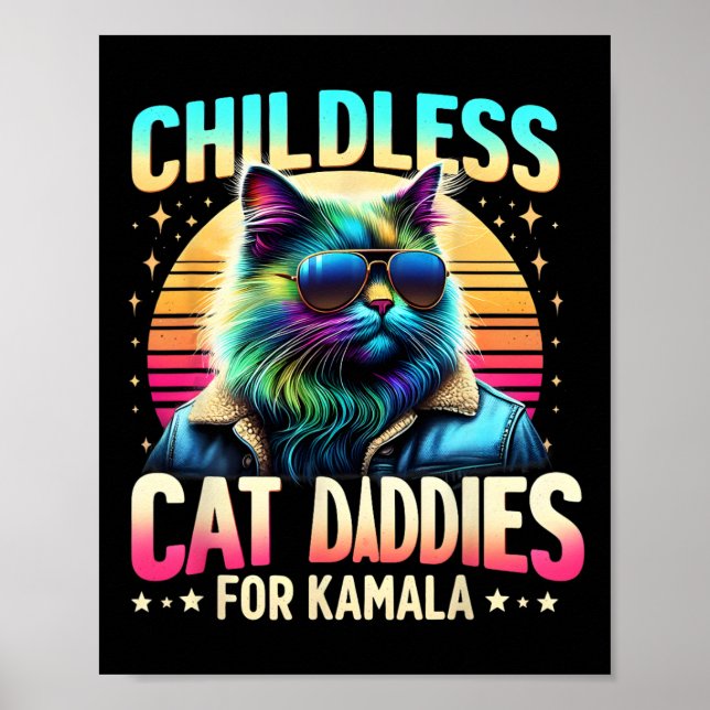 Kamala Childless Cat Daddies For Kamala Black Cat  Poster (Front)