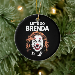 Kamala Clown Let's Go Brenda Ceramic Ornament