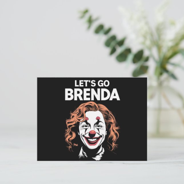 Kamala Clown Let's Go Brenda Postcard (Standing Front)