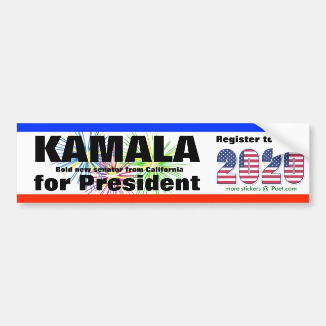 KAMALA  FOR PRESIDENT - 2020 - BUMPER STICKER (Front)