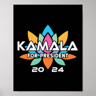 Kamala For President 2024 Graphic Lotus Blossom Poster