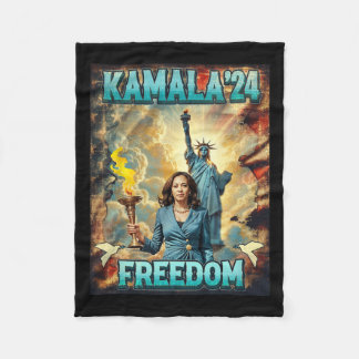 Kamala For President Slogan Statue Liberty Pro Har Fleece Blanket