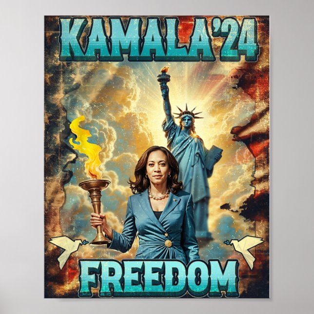 Kamala For President Slogan Statue Liberty Pro Har Poster (Front)