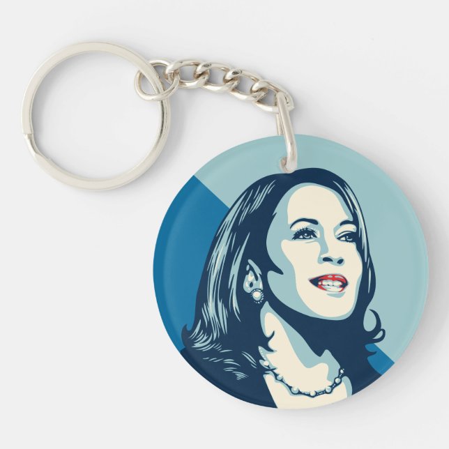 Kamala Forward Posterised Style Art Chain Key Ring (Front)