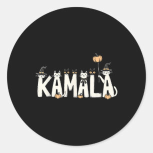 Kamala Halloween Cat Lover Witch Name Design Classic Round Sticker