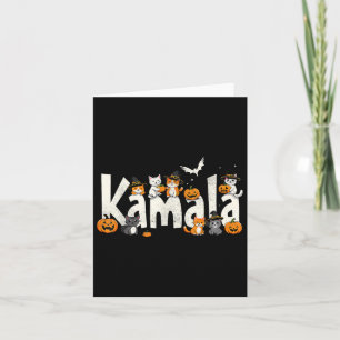 Kamala Halloween Cat Pumpkin Witch Hat Lover Kamal Card