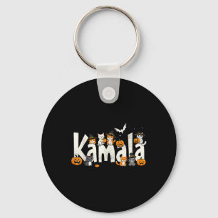 Kamala Halloween Cat Pumpkin Witch Hat Lover Kamal Key Ring