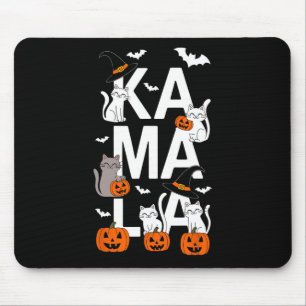 Kamala Halloween Cat Pumpkin Witch Hat Lover Kamal Mouse Pad