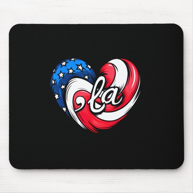 Kamala Harris 2024 American Flag Heart Comma La Pa Mouse Pad (Front)