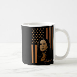 Kamala Harris 2024 American Flag Madam President E Coffee Mug