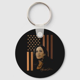 Kamala Harris 2024 American Flag Madam President E Key Ring