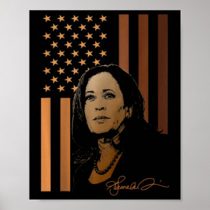 Kamala Harris 2024 American Flag Madam President E Poster