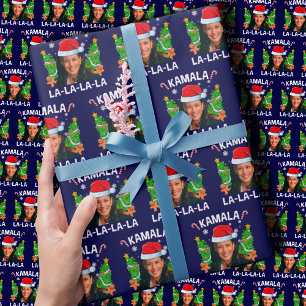 Kamala Harris 2024 Blue Christmas Wrapping Paper