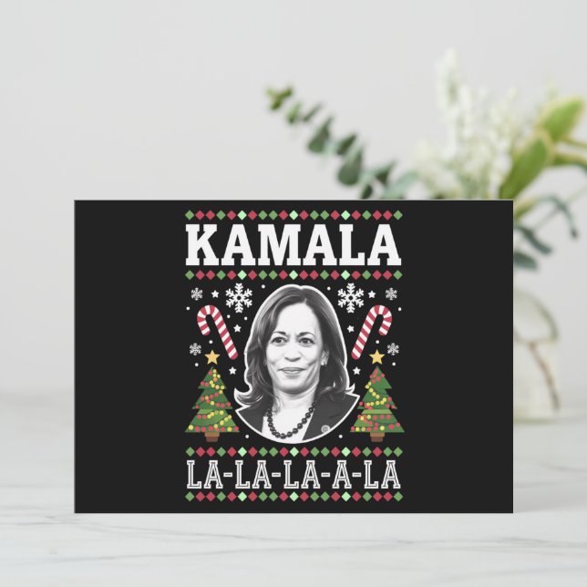 Kamala Harris 2024 Christmas Comma La Xmas Holiday Card (Standing Front)