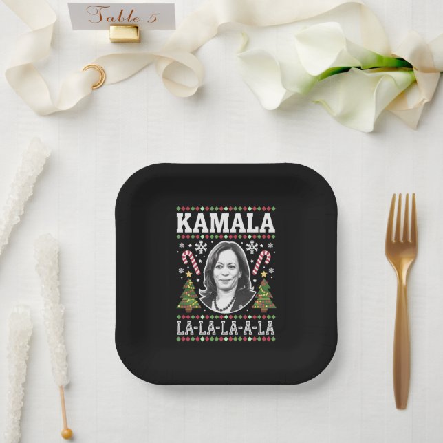 Kamala Harris 2024 Christmas Comma La Xmas Paper Plate (Wedding)