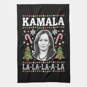 Kamala Harris 2024 Christmas Comma La Xmas Tea Towel