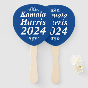 Kamala Harris 2024 Custom Text Ornaments Blue Hand Fan