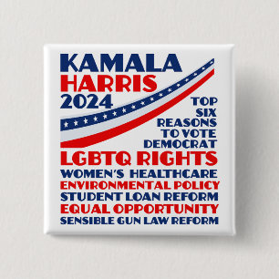 Kamala Harris 2024 Election Democrat Platform 15 Cm Square Badge