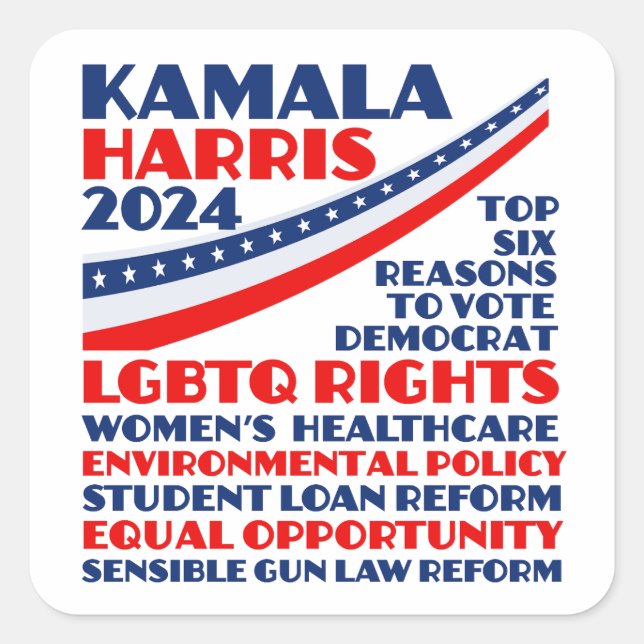 Kamala Harris 2024 Election Democrat Platform Square Sticker (Front)