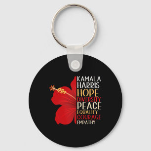 Kamala Harris 2024 Election Hope Equality Hibiscus Key Ring
