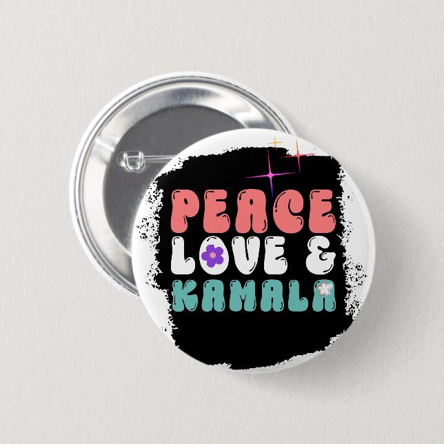 Kamala Harris 2024 for President Groovy Button (Front & Back)